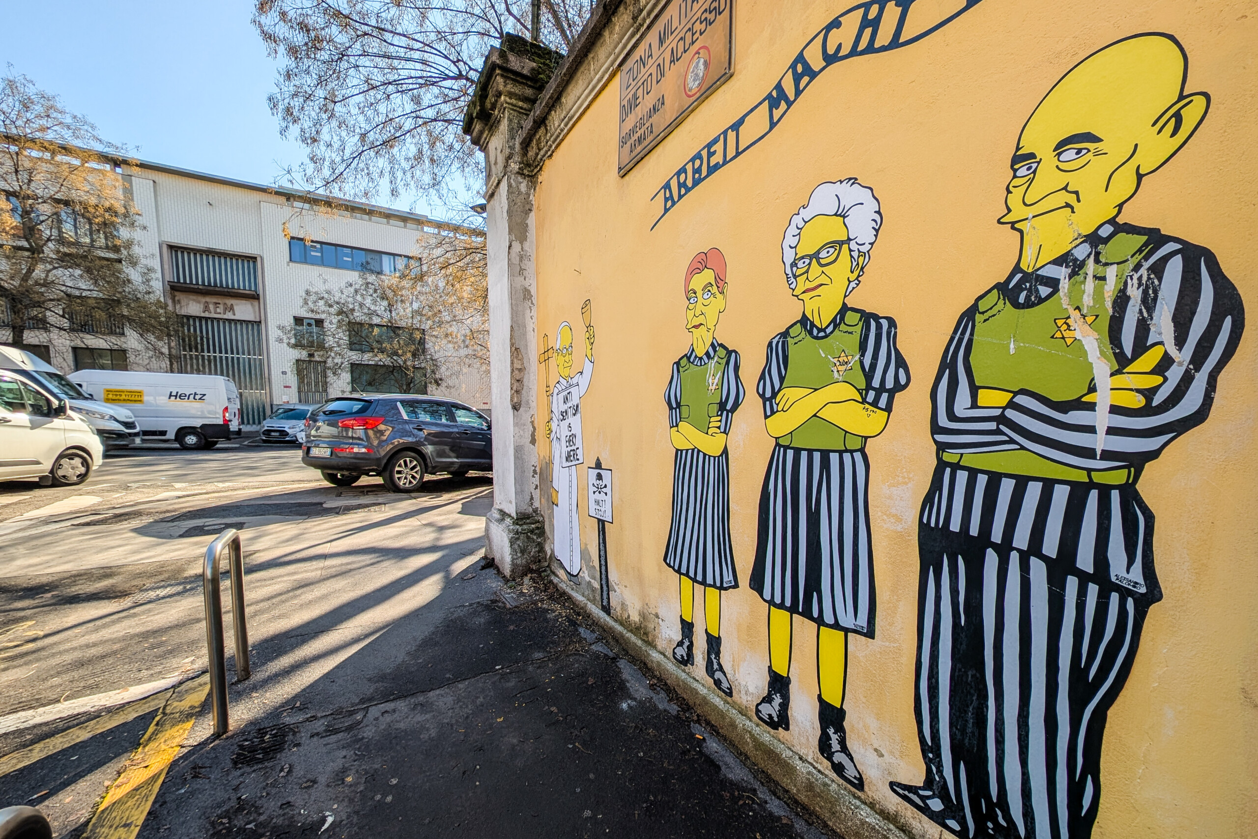 Milan: Simpsons mural vandalised at the Shoah Memorial Milan: Simpsons mural vandalised at the Shoah Memorial
