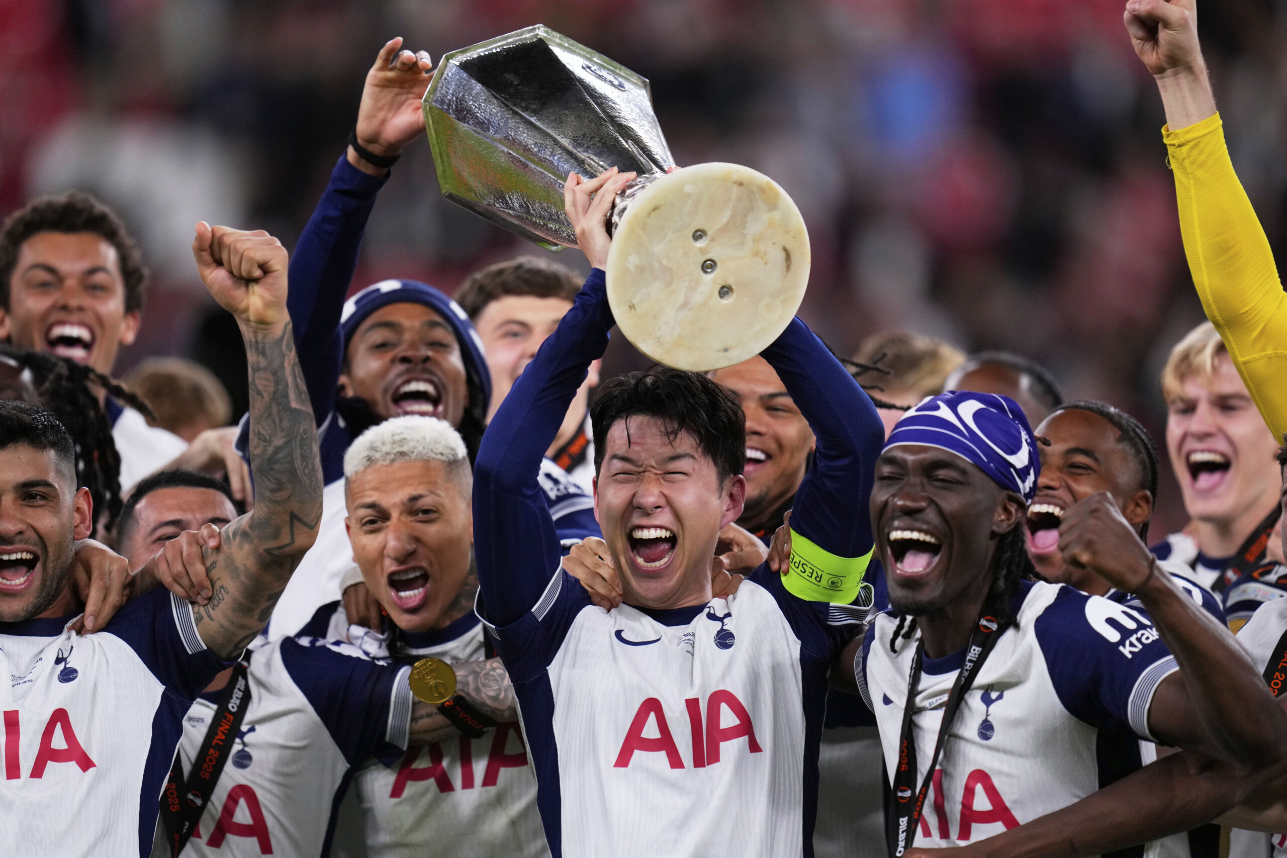 Son leaves the pitch in tears at the end of his last game with Tottenham