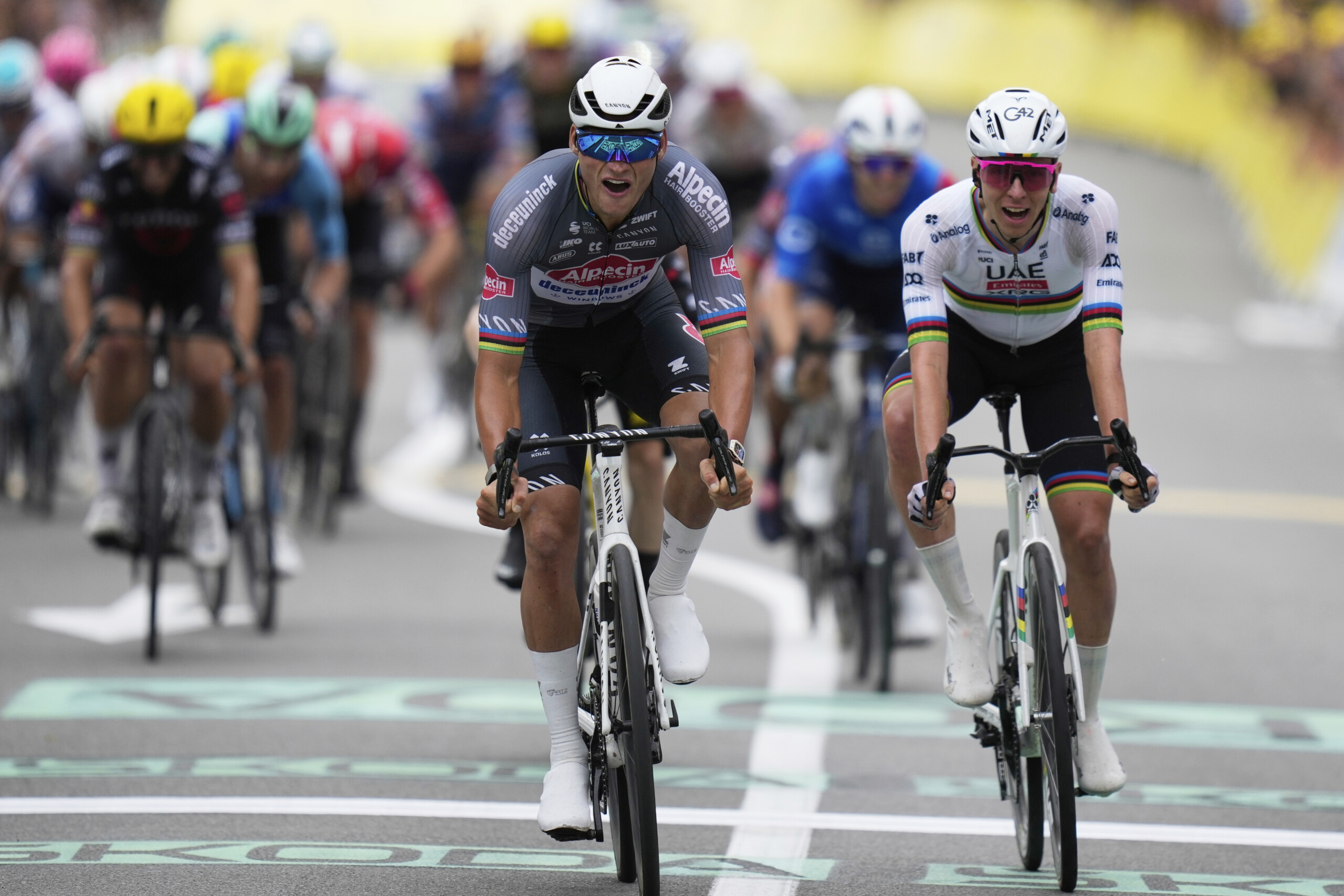 Tour de France: Van der Poel wins second stage and claims the yellow jersey