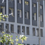 Ukraine, smoke rising from government building in Kiev after Russian attack