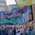 Rome march, banner praises October 7. Chant: “Let’s bomb Tel Aviv”