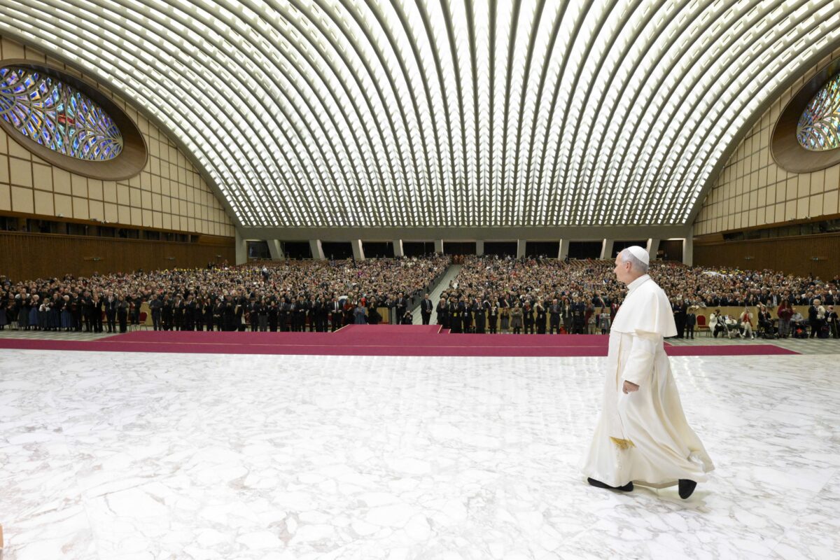 Pope Leo XIV makes a surprise appearance in the Paul VI Hall to greet disabled and sick faithful