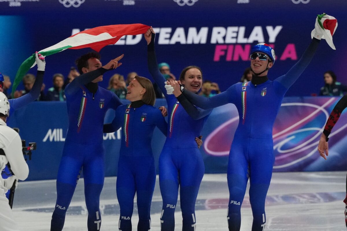 Milan Cortina, Italy wins gold in mixed short track relay