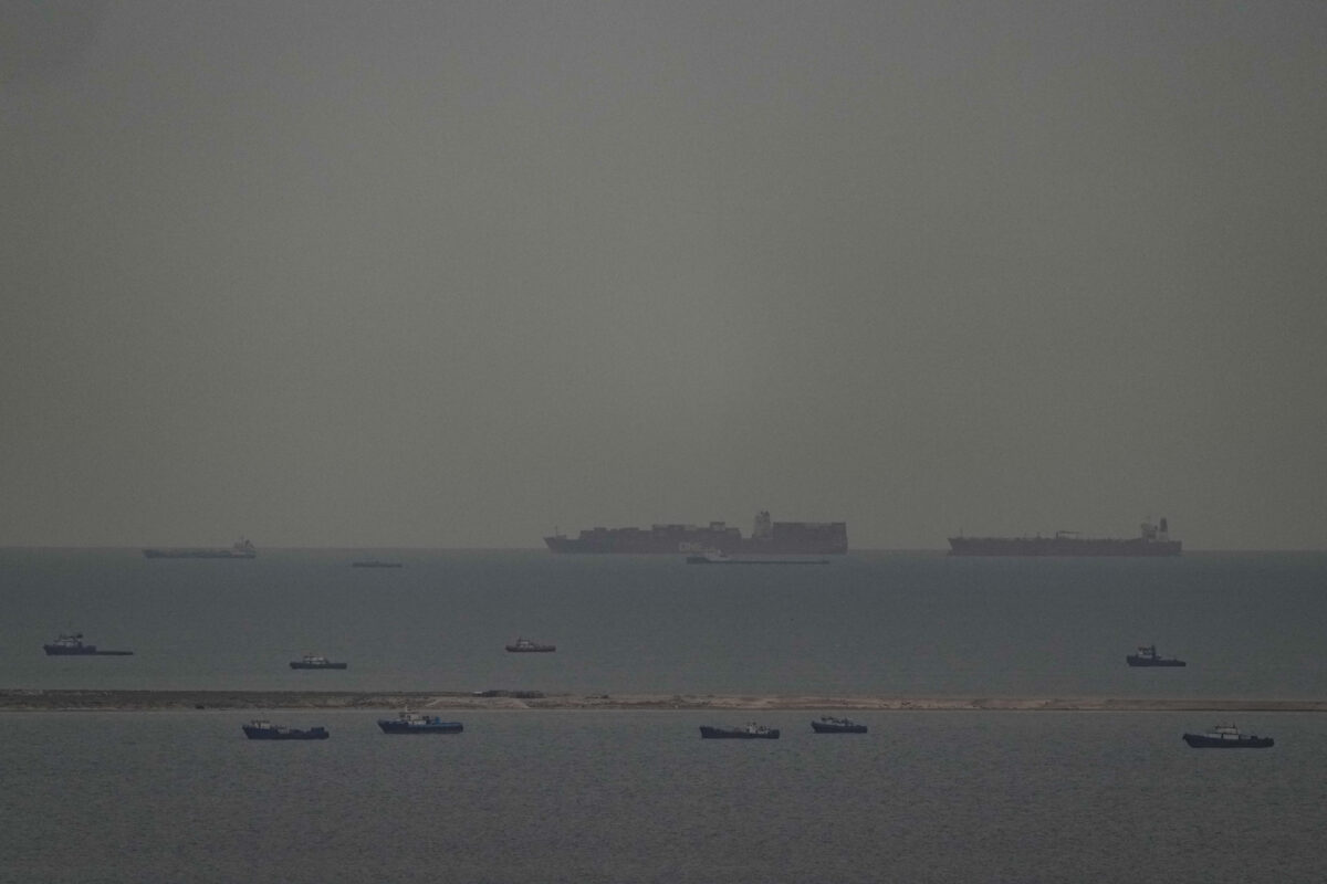 French container ship passes through the Strait of Hormuz