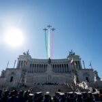 25 April, Mattarella and Meloni at Altare della Patria for wreath-laying ceremony