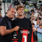 Football: Sinner in Turin for Juve v Milan; Cardinale presents him with a Rossoneri shirt