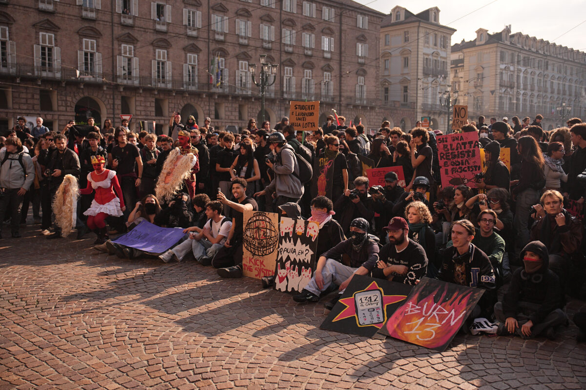 Protesters return to the streets in Turin, chanting against Meloni and Vannacci